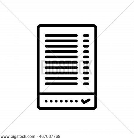 Black Line Icon For Result Outcome Upshot Approve Exam-paper Check Complete Tick Paperwork Form Done