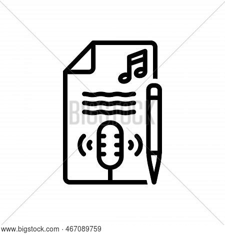 Black Line Icon For Transcription Music Mick File Record Letter Tone Song Sound Note Tone Song Sound
