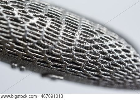 Models Printed On 3d Printer For Metal Macro. Object Surface Close-up. Layout Created On Metal 3d Pr