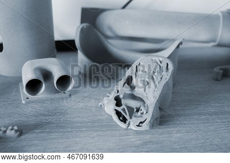 Prototype Model Cross Section Of Human Heart Printed With Powder 3d Printer Close-up. Figure Printed