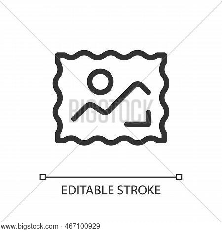 Postage Stamp Pixel Perfect Linear Ui Icon. Philately. Stamps Collection. Send Letter. Gui, Ux Desig