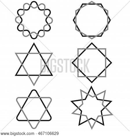 Doodle Different Stars Icons. Star Icon. Vector Illustration. Stock Image.