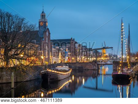 Historical Delfshaven District In Rotterdam In The Evening
