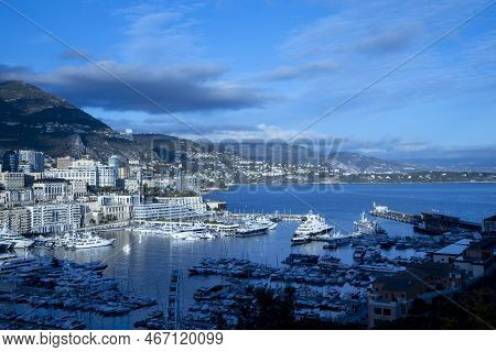Monaco / Francia - December 10, 2022: Montecarlo Town View, Montecarlo, Monaco, France, Europe