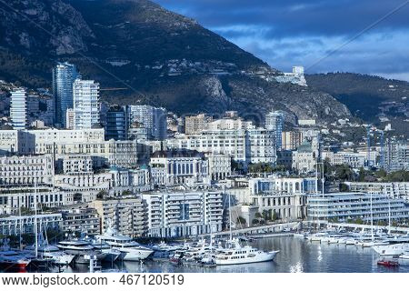 Monaco / Francia - December 10, 2022: Montecarlo Town View, Montecarlo, Monaco, France, Europe