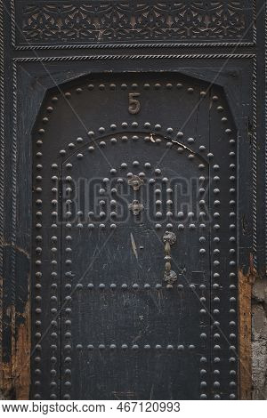 Ornately Tradtional Decroated Doorway In Marrakech, Morocco.