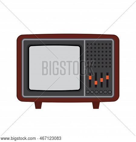 Vector Abstract Flat Stock Modern Graphic Illustration Of Old Retro Vintage Television Tv Isolated, 