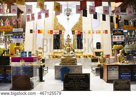 Ancient Buddha Or Antique Deity Angel Of Wat Rai Khing Or Raikhing Temple For Thai People Travel Vis