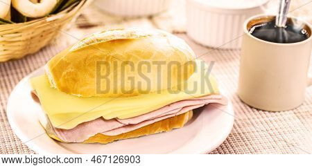 Brazilian Breakfast, French Salt Bread With Mozzarella Cheese And Ham, Tradition On Brazil