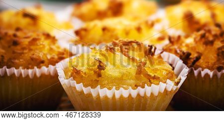 Queijadinha Or Queijada, Sweet Baked Dessert From A Traditional Bakery And Pastry Shop From Brazil A