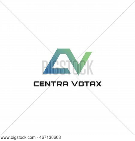 Abstract initial letter CV or VC logo in blue-green color isolated in white background applied for tax and accounting firm logo also suitable for the brands or companies have initial name VC or CV.