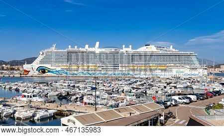 Ajaccio, France - October 26, 2022, Aida Cosma Liner In Stopover In Port Of Ajaccio