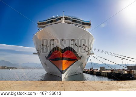 Ajaccio, France - October 26, 2022, Aida Cosma Liner In Stopover In Port Of Ajaccio
