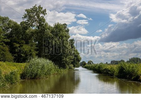 Canal Built Between Morava Part Of Czech And Slovakia By Bata. Beautiful Greenery Lining The Route, 