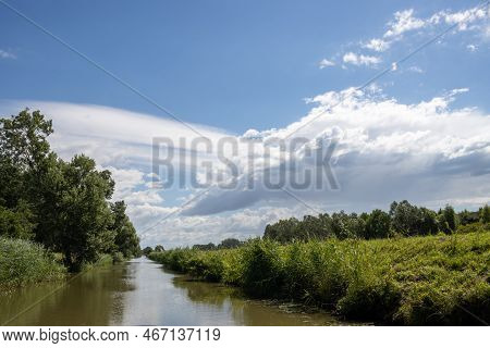 Canal Built Between Morava Part Of Czech And Slovakia By Bata. Beautiful Greenery Lining The Route, 