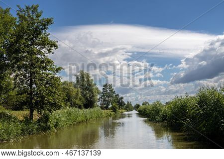 Canal Built Between Morava Part Of Czech And Slovakia By Bata. Beautiful Greenery Lining The Route, 