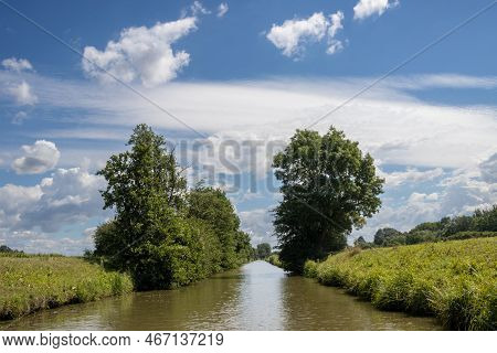 Canal Built Between Morava Part Of Czech And Slovakia By Bata. Beautiful Greenery Lining The Route, 