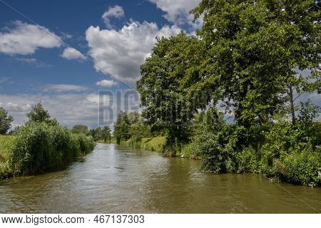 Canal Built Between Morava Part Of Czech And Slovakia By Bata. Beautiful Greenery Lining The Route, 