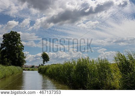 Canal Built Between Morava Part Of Czech And Slovakia By Bata. Beautiful Greenery Lining The Route, 