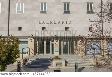 Banos De Montemayor, Spain - Jan 2nd, 2021: Modern Spa Resort Building Of Banos De Montemayor, Cacer