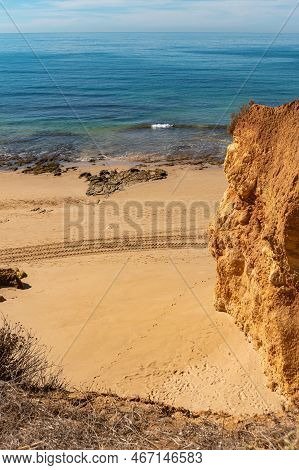 View Of The Alemao Beach (praia Do Alemao) In Portimao Algarve Portugal; Concept For Travel In Portu