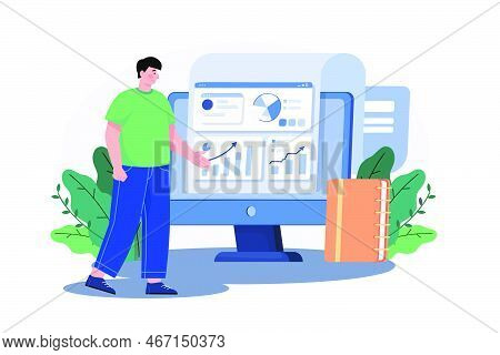 Man Working On The Business Datasheet Illustration Concept On White Background