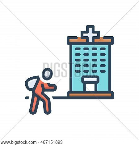 Color Illustration Icon For Asylum Hospital Clinic Lanatic-asylum Building Health-center Institution