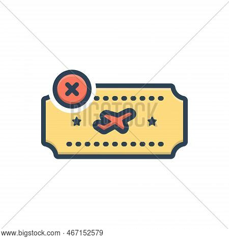 Color Illustration Icon For Cancelled Rejected Flight Ticket Repeal Transport Annulled Declare-inval