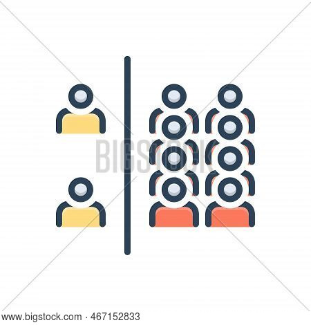 Color Illustration Icon For Majority Many Mass Numerous Promiscuous Minority Crowded Copious Gatheri