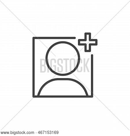 Add Contact Line Icon. Linear Style Sign For Mobile Concept And Web Design. Create User Contact Outl