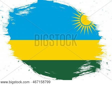 Rwanda Flag On Distressed Grunge Brush Background