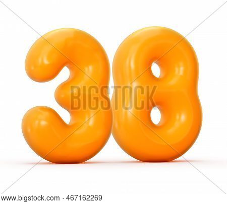 Glossy Orange Jelly Number 38 Or Thirty Eight Isolated On White Background 3d Illustration