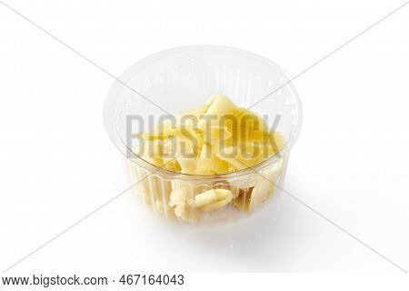 Plastic Bowl Of Pickled Ginger, Traditional Japanese Sushi Accompaniment
