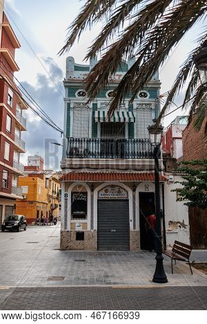 Valencia, Spain - July 2022: Houses In El Cabanyal, A Neighborhood In The City Of Valencia, Spain.