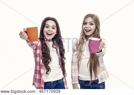 It Is Tea Time. Relaxing With Drink. Tea Break. Children Do Not Drink Enough During School Day. Make