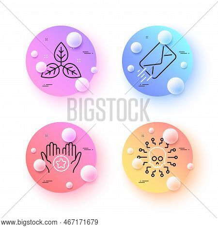 Fair Trade, E-mail And Cyber Attack Minimal Line Icons. 3d Spheres Or Balls Buttons. Favorite Icons.
