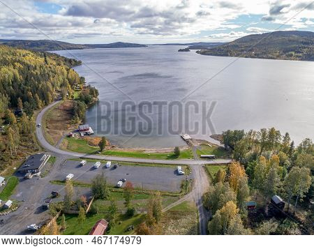 Aerial View Of Mountain And The Sea At Skuleberget Campsite Caravan Camping In Hoga Kusten Sweden