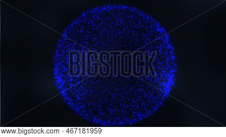 Futuristic Blue Sphere. Sphere With Connected Points. Abstract Space Banner. Abstract 3d Grid Design