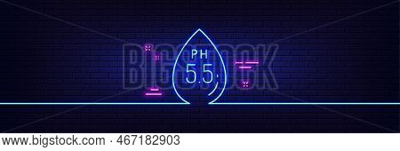 Neon Light Glow Effect. Ph Neutral Line Icon. Clinically Tested Sign. Water Drop Symbol. 3d Line Neo