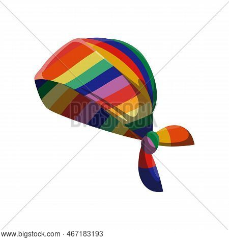 Colorful Women Headband Cartoon Illustration. Stylish Female Hair Accessory, Ribbon, Rainbow Bandana