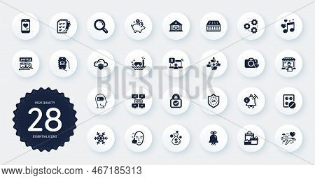 Set Of Business Icons, Such As Healthy Face, Teamwork And Research Flat Icons. Air Conditioning, Mai