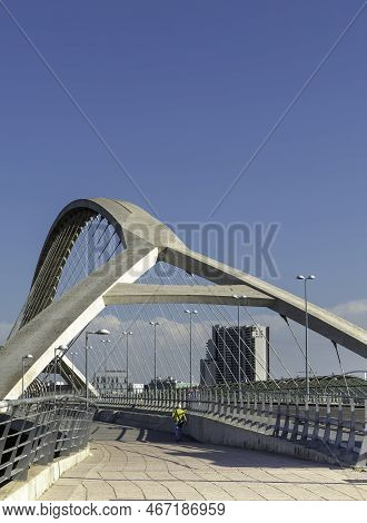 Third Millennium Bridge (puente Del Tercer Milenio). Modern Architecture In Zaragoza, Spain. Peatona