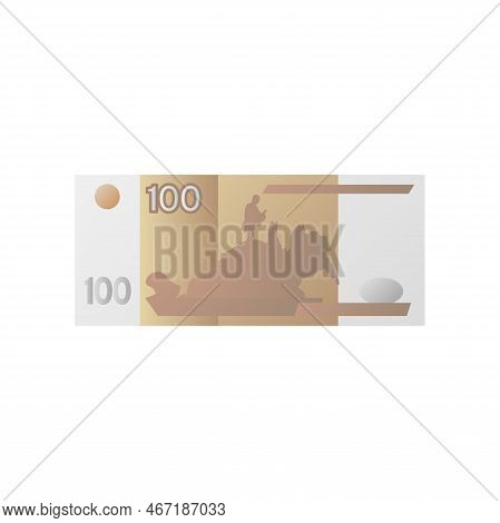 One Hundred Rubles Banknote, Cash Money Of Russia. Vector Illustration Of Paper Currency And Banknot