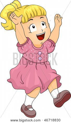 Kuvassa onnellinen pieni tyttö kiinni kiiltää