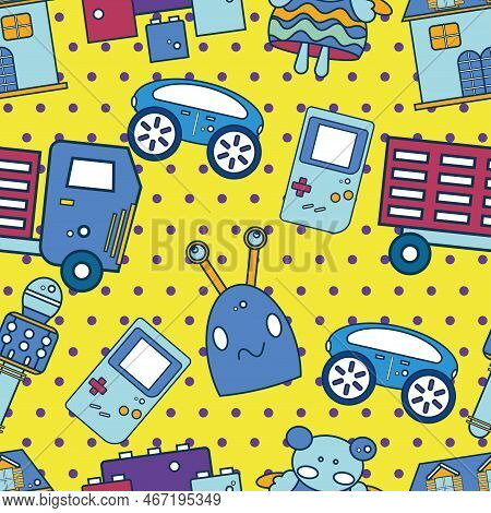 Seamless Pattern Background With Toy Icons Vector Illustration