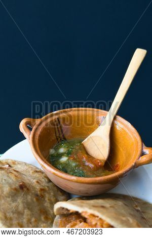 Mexican Gorditas De Migajas With Pork Rinds And Chile