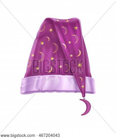Sleeping Hat Realistic Composition With Isolated Image Of Colorful Houve Bed Cap On Blank Background