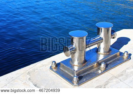Bollard In The Port For Mooring Yachts And Boats