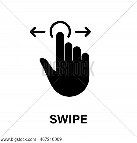 Swipe Gesture, Hand Cursor Of Computer Mouse Black Silhouette Icon. Pointer Finger Glyph Pictogram. 