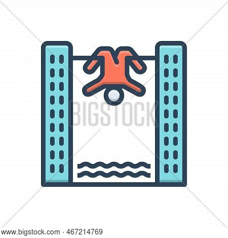 Color Illustration Icon For Courage Adventure Daring Spunk Boldness Hanging Dangle Valor Challenge F
